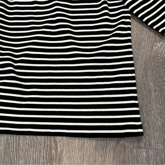 Chico's Womens Zenergy Striped Ribbed Henley Tee Top Size 2 Black White Stretch - Picture 9 of 12